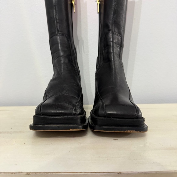 ASOS Black Leather Y2K Heeled Boots - Picture 4 of 9